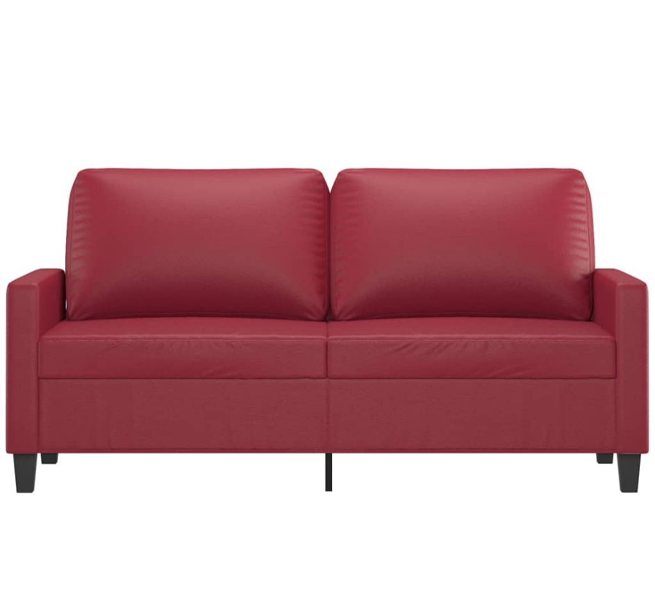Sofá 2 Plazas Rojo Vino de Cuero Sintético - AJEVO