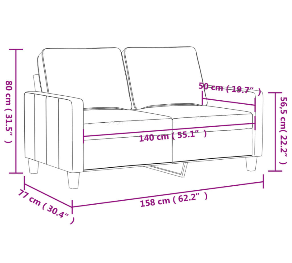 Sofá 2 Plazas Rojo Vino de Cuero Sintético - AJEVO