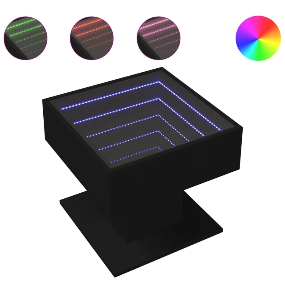 Mesa de Centro LED Efecto Infinito 50x50x45 cm – AJEVO