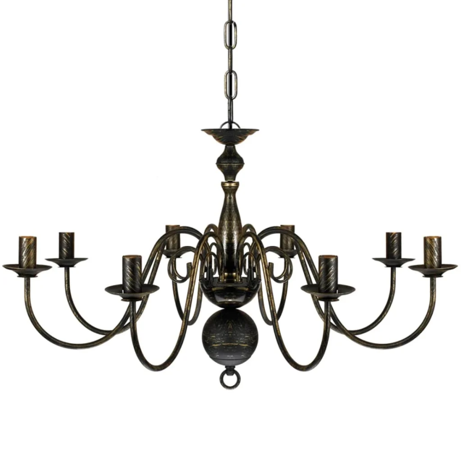 Lámpara de Araña de Metal Negro Estilo Antique - AJEVO