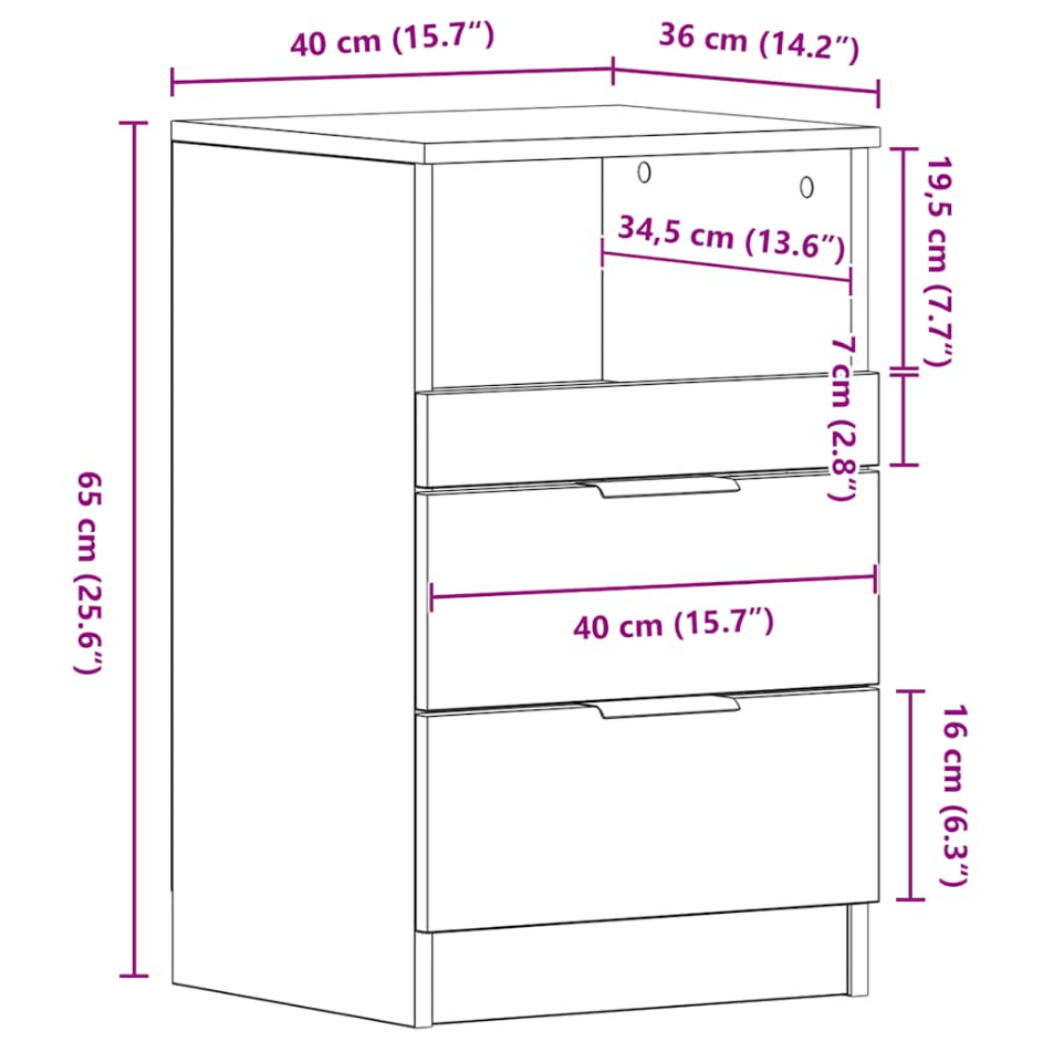 Mesitas de Noche Negras de Madera de Ingeniería (Set 2 uds) – AJEVO