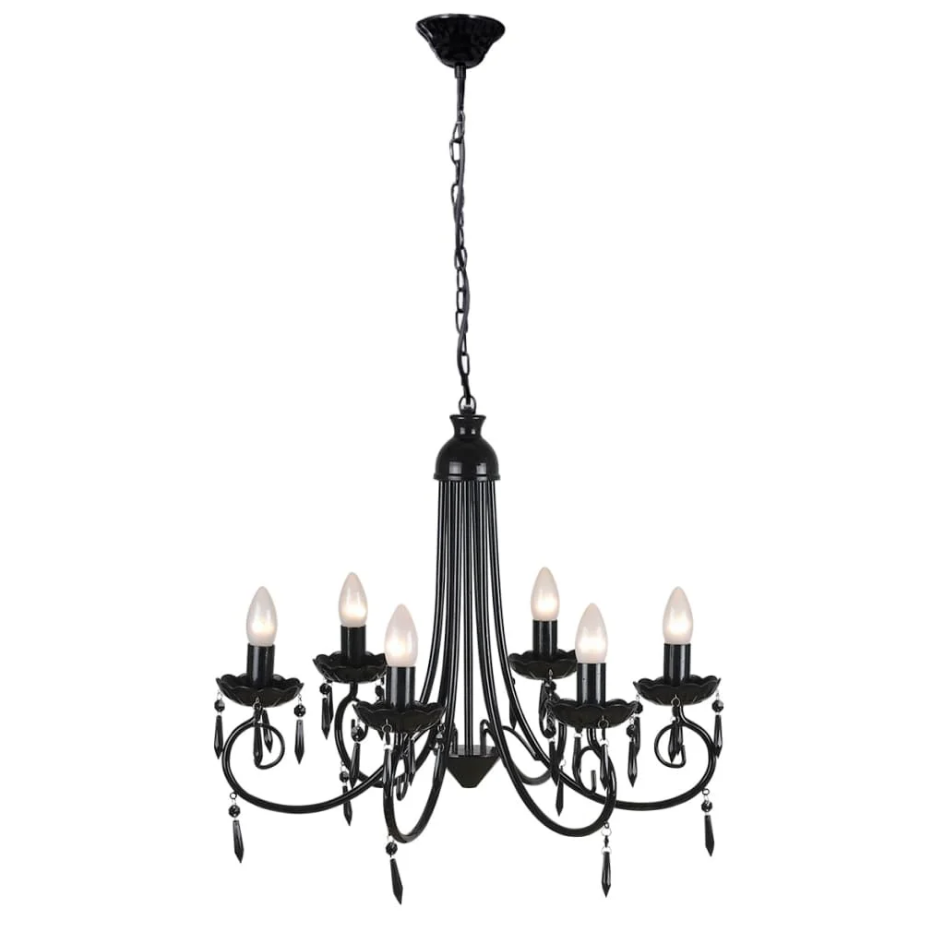 Araña de Techo Negra con Cristales Decorativos – AJEVO