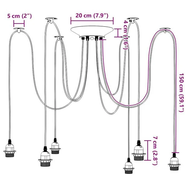 Lámpara Colgante Negra de Metal con 6 Luces E27 – AJEVO