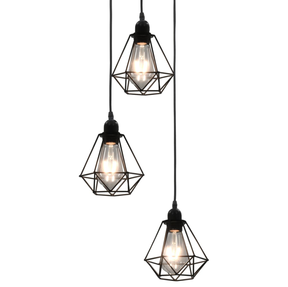 Lámpara de Techo Geométrica Negra 3 Bombillas – AJEVO