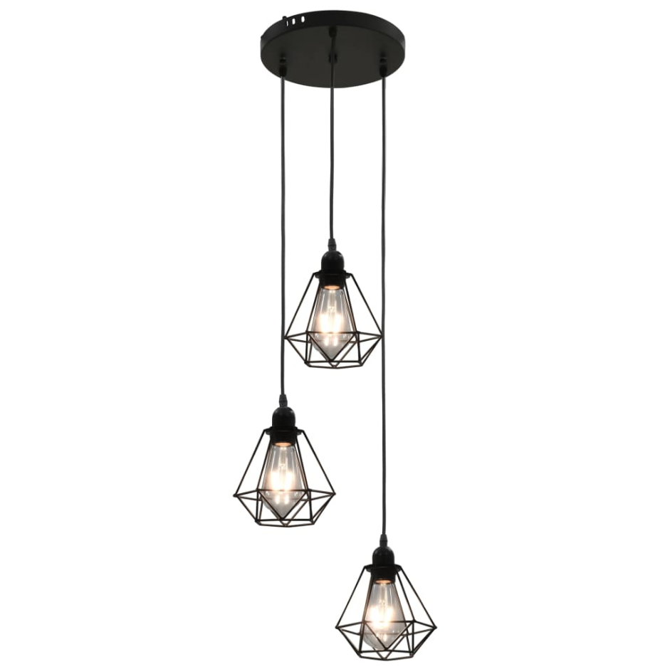 Lámpara de Techo Geométrica Negra 3 Bombillas – AJEVO